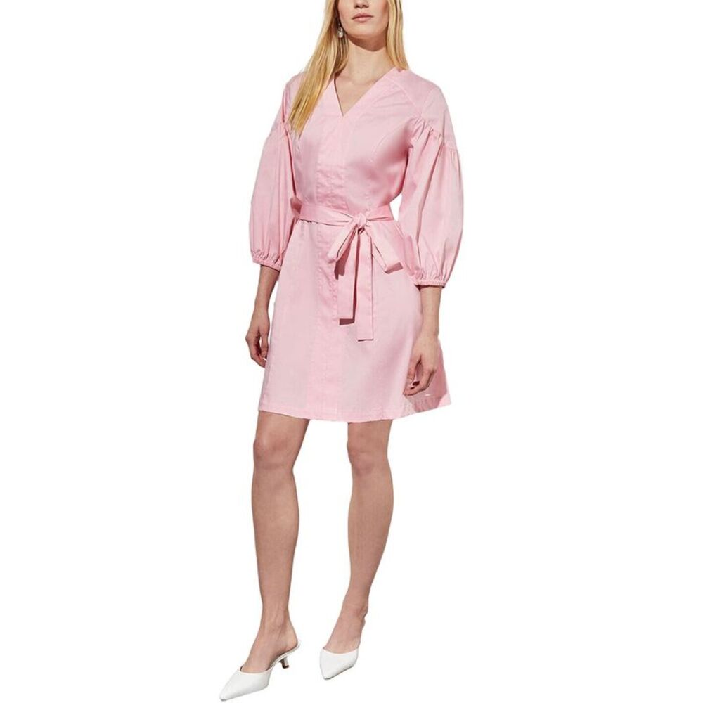 Ming Wang Womens  Puff Sleeve Mini Sheath Dress